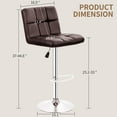 thumbnail image 3 of BestOffice Set of 2 Adjustable Bar Stools – Modern PU Leather Swivel Barstools, Back & Footrest for Kitchen Island, Bar, or Dining Room, Brown, 3 of 7