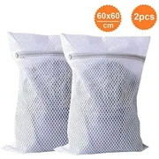 Torubia 2 Pcs Large 24*24" Heavy Duty Mesh Laundry Bags, Durable Delicates Net Wash BagTravel Organization Washing Bag White
