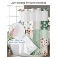 thumbnail image 6 of No Hook Shower Curtain with Snap-in Liner, Boho Spring Floral Waterproof Fabric Bathroom Curtains, Retro Flowers Plants Patchwork Grid Green Bath Curtains & Mesh Top Window 66"x72", 6 of 9