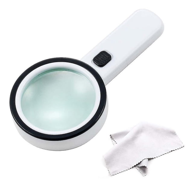 Lupa fuerte de mano extra grande con 12 luces LED y ultravioleta