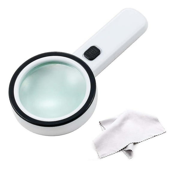 Magnifying Glass With Light, 30x Handheld Large Magnifying Glass 12 Led Illuminated Lighted Magnifier For Macular Degeneration Seniors Reading Inspect