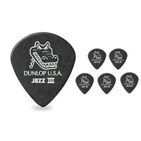 6-Pack Dunlop Jazz III Grip Black Guitar Picks
