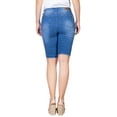 thumbnail image 3 of 2Luver, Women's, Stretchy 5 Pocket Mid-Rise Solid Color Classic Skinny Bermuda Shorts, Blue, 9, 3 of 3