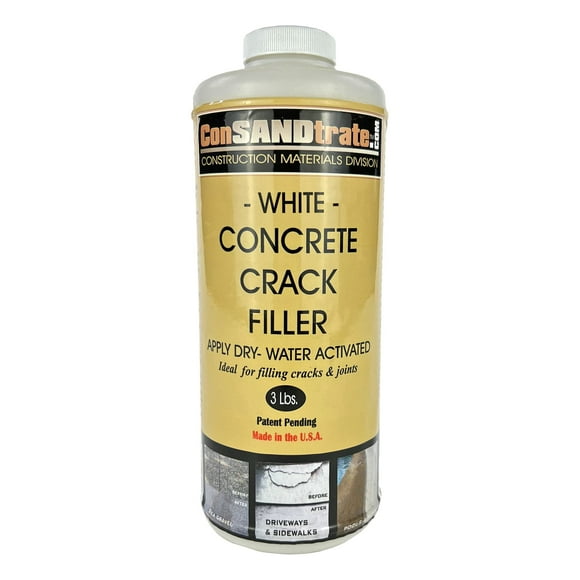 ConSandtrate Concrete Crack Filler - White - 3 lb. (Single Bottle) for Filling in Concrete Cracks on driveways, walkways and patios.