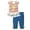 Blue, variant on SGMVNU Girls 2 Piece Summer Outfits Floral and Striped Ruffle Hem Flutter Sleeve Top with Capri Pants Clothing Set, Size 4-5 Years, Green