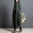 thumbnail image 2 of Hwmodou Women Dresses Loose Cotton Linen Long Crew Neck Dress Cozy Female Sundress, 2 of 5