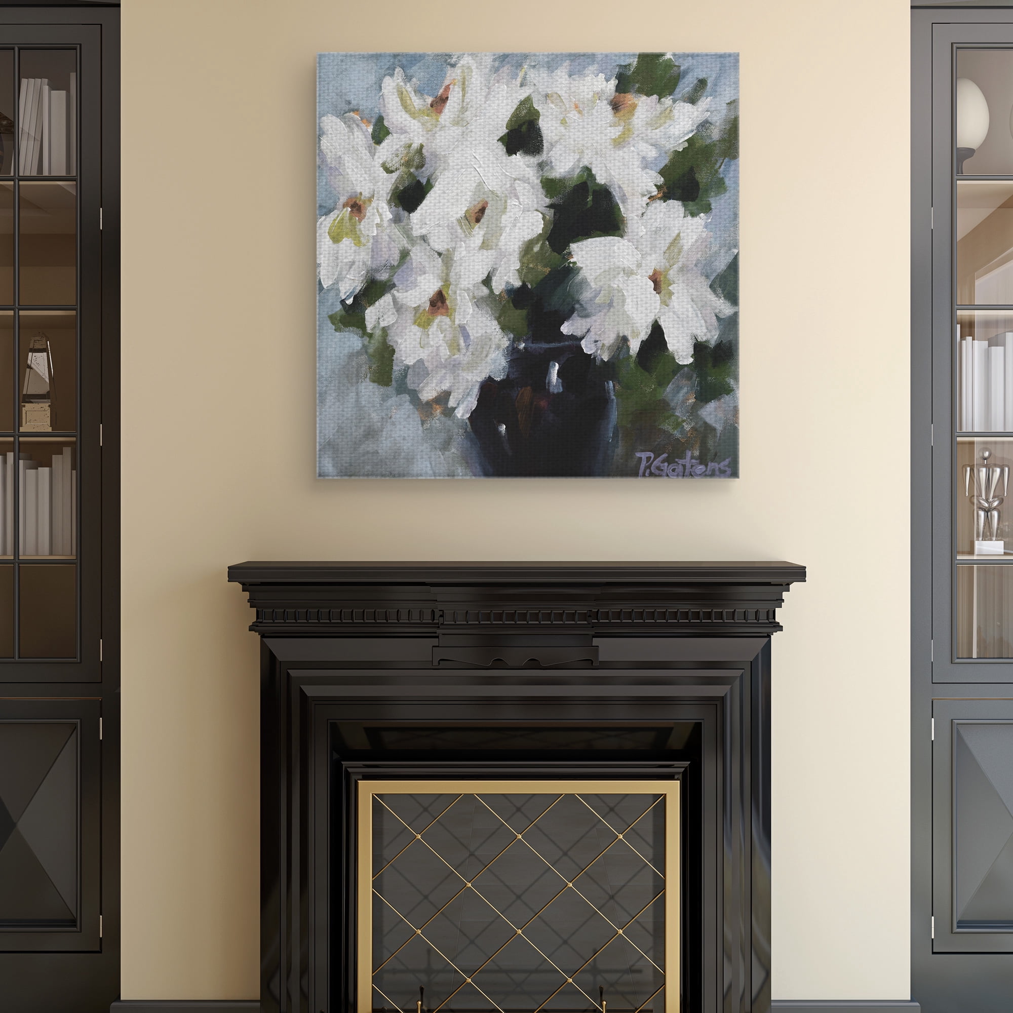 Masterpiece Art Gallery White Peony Bouquet Soft By Pamela Gatens Canvas Art Print 30" x 30"