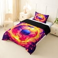 thumbnail image 3 of Erosebridal Soccer Gamer Twin Comforter Sets 3-Piece for Kids Boys,Teens Sport Theme Flame Bedding Set,Black Reversible,Breathable Home Decor, 3 of 6