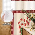 thumbnail image 2 of No Hook Shower Curtain with Built-in Rings - Red Christmas Pattern Washable Waterproof Fabric Bathroom Curtains for Hotel,Rentals, Stall 54 X 78 Inch , Candy Cane Bow Pine Branch, 2 of 9