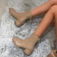 thumbnail image 2 of NECHOLOGY Botas Mujer Adulto Femenino Zapatos Botines mujer Botas de tacón grueso con cremallera trasera de estilo británico de cuero de color sólido a la para mujer (Khaki, 6.5), 2 of 7