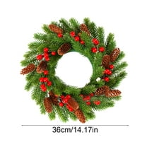 Kumdkd Artificial Christmas Wreath with Red Berries - 36cm Front Door Decor for Winter & Holiday Decorations