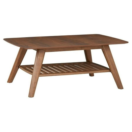 1-Shelf Mid-Century Wood Coffee Table in Walnut