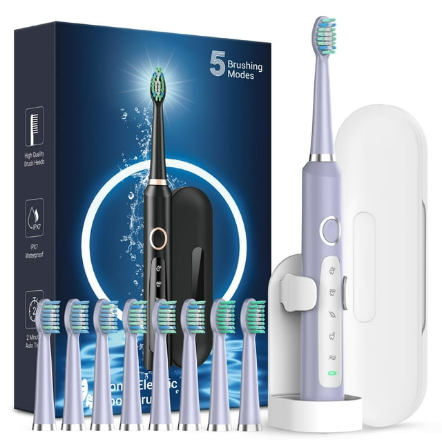 Cepillo de dientes eléctrico Rtauys M5 Sonic para adultos y niños de más de 8 cabezales