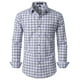 thumbnail image 1 of Camisa JEMITOP para hombre, manga larga, corte ajustado, a cuadros, color blanco y azul marino S, 1 of 6