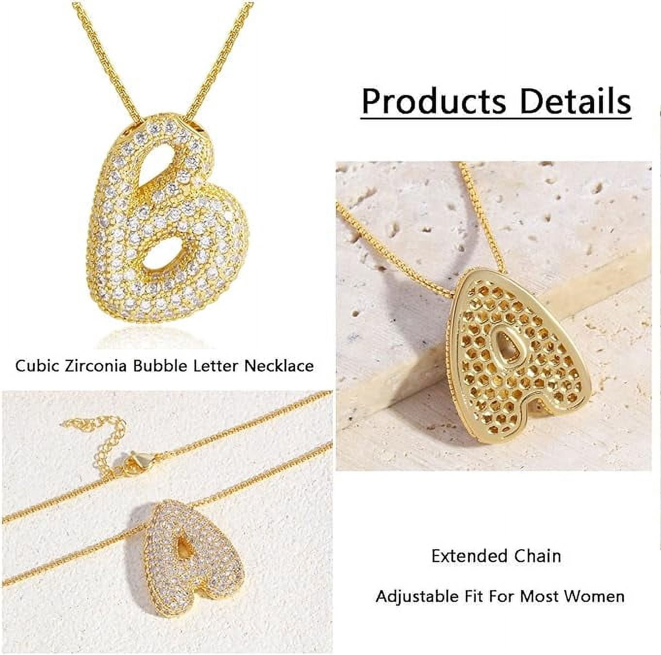 アクセサリー DIFFERENT NECKLACE PREMIUM Z ZACHÉ Bubble Letter Necklace 18k Gold Plated Dainty Pave Cubic
