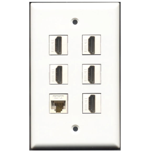 Ultra Spec Cables 5 Port HDMI 1 Cat6 Ethernet Wall Plate