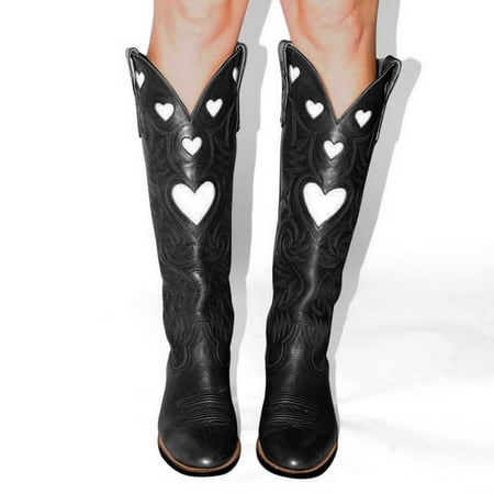 

TALKVE Embroidered Heel Pure Ethnic Love Women s Style Color Fashion Boots women s boots