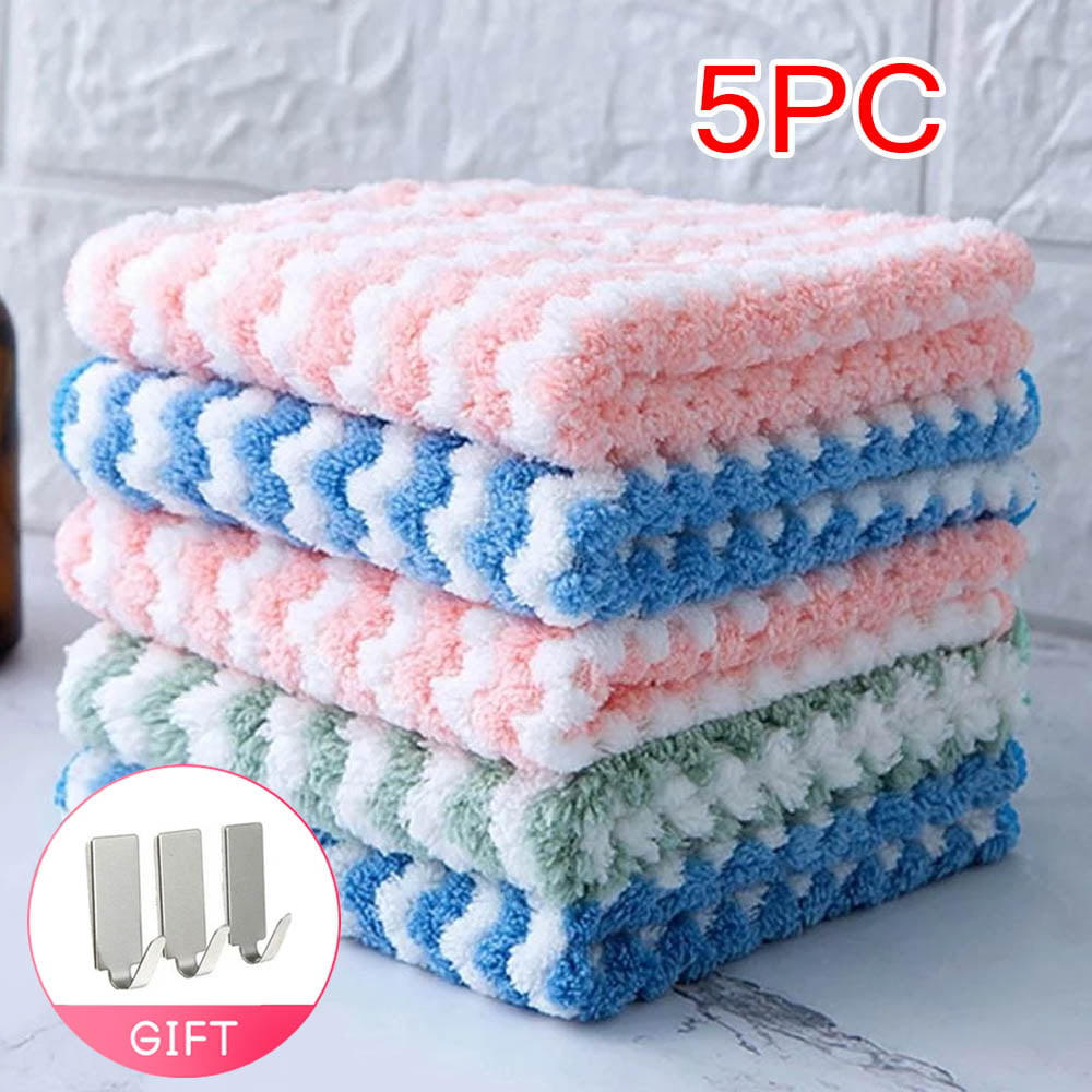 5Pc WASHABLE ALL PURPOSE CLEANING CLOTHS Dish Sink Tile Glass Surface Furniture 