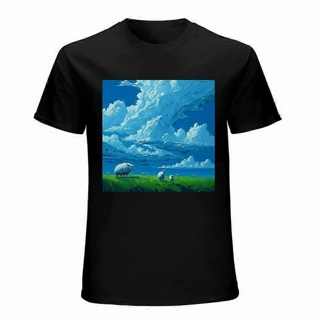 Grassland Sheep Oil Painting T-shirt Artistic shirt Unisex tees Gift T-shirts