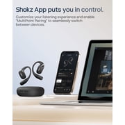 SHOKZ OpenFit 2+ Open-Ear Headphones, Dolby Audio Enabled, Comfortable Earbuds with Soft Ear Hooks, 48H Playtime, IP55 Water-Resistant, USB-C Fast Charging, Wireless Charging, Black