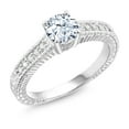 thumbnail image 2 of Gem Stone King 925 Sterling Silver White Created Sapphire Women's Engagement Ring (1.35 Cttw Round Cut, Size 6), 2 of 5