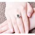 thumbnail image 5 of Perfect 1.50 Carat Green Emerald 6mm Princess Cut And Moissanite Diamond Halo Engagement Ring in 10k White Gold, 5 of 5