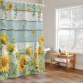 thumbnail image 4 of Summer Floral Shower Curtain, Watercolor Sunflower Eucalyptus Leaves Blue Wood Grain Waterproof Shower Curtain Set with 12 Hooks Lightweight Bath Curtains Fabric Bathroom Decor 48x72 Inches, 4 of 9
