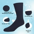thumbnail image 4 of EMEM Apparel Men's Big and Tall King Size Diabetic Circulatory Non-Binding Top Loose Top Casual Dress Crew Mid Calf Cotton Seamless Toe Hosiery Socks 5-Pack Navy 15-17, 4 of 5