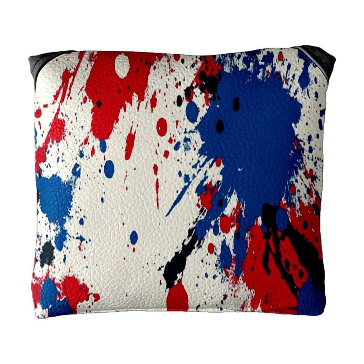 Golf Mallet Putter Cover Premium Leather Waterproof Golf Putter Head Cover with Magnetic Closure Red Blue Paint Splash