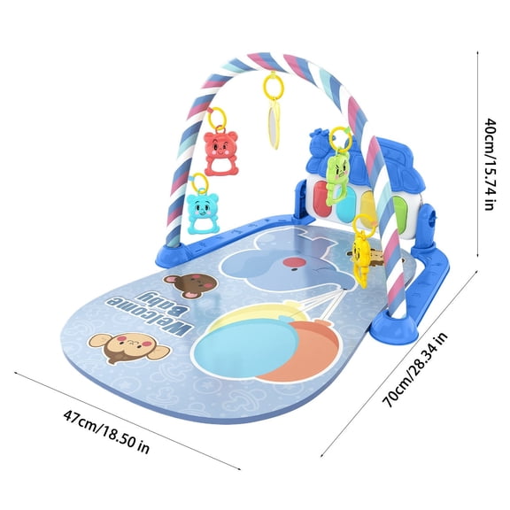 Momihoom Baby Kick & Play Gym, Space-Themed Infant Activity Mat with Hanging Sensory Toys, Kick Piano for Tummy Time & Developmental Play