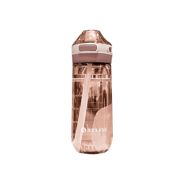 Botella de Agua con Paja Botella de Agua de Fitness de Gran Capacidad con Taza de Paja, Graduado Boca Plana Taza de Paja, Plastico de Grado Alimentario, Tapa a Prueba de Fugas, Apto para Gimnasio Y De