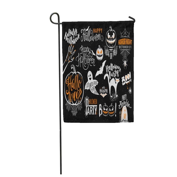LADDKE Happy Halloween Celebration Label Templates Scary Symbols Zombie Hand Garden Flag Decorative Flag House Banner 28x40 inch