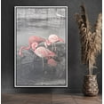 thumbnail image 1 of PixonSign Framed Canvas Print Wall Art Three Flamingos Drink Water Animals Wilderness Photography Modern Art Contemporary Portrait Black and White for Living Room, Bedroom, Office - 16"x24" White, 1 of 5
