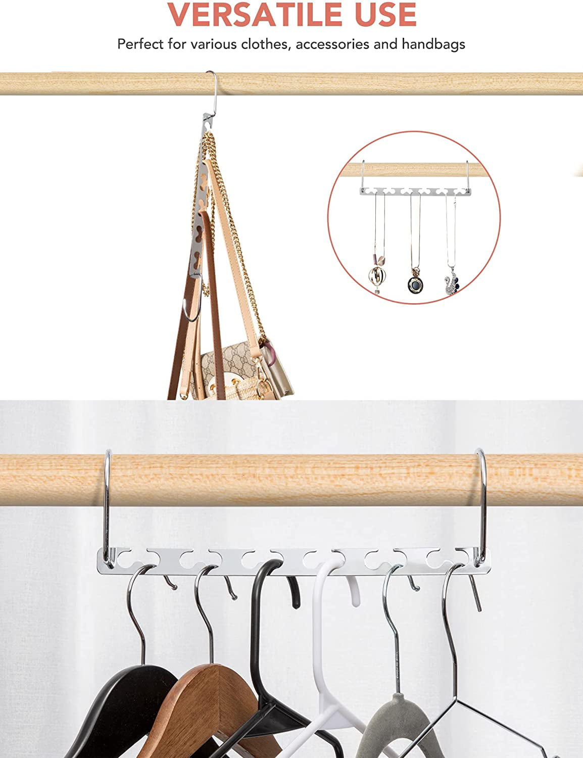 Space Saving Closet Organization Vertical and Horizontal Multi Hanger for  Shirts, Pants, and Coats, All Your Dorm Room Essentials by Everyday Home 