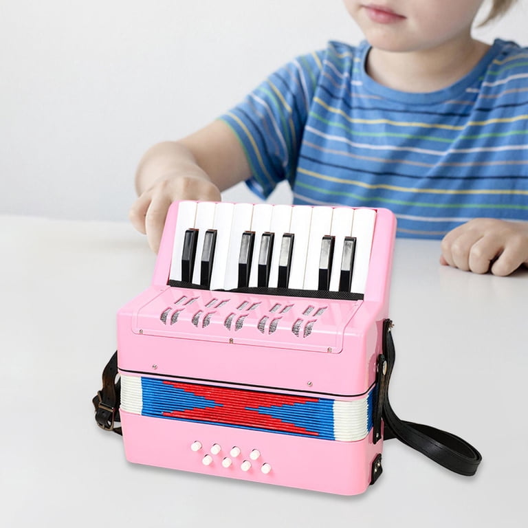 10-Key Mini Accordion - Pink Beginner Musical Instrument For Adults & Kids