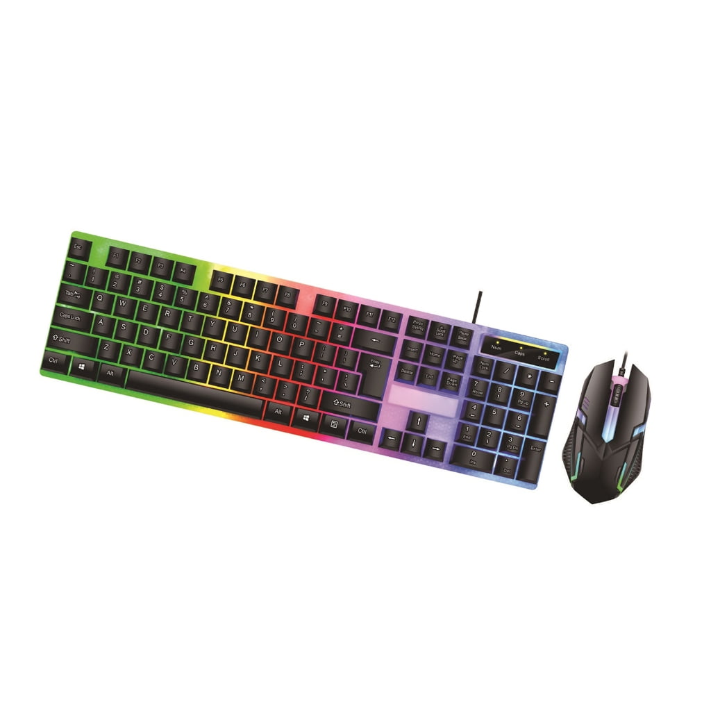 USB Cord 104Key RGBs Illuminated Keyboards Mouse Combo With Suspended Keycaps And Mechanical Feel For PC Laptop