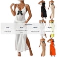 thumbnail image 3 of Levmjia Women's Halter Neck Cover Up Dress Bow Tie Front Slit Beach Dress Sexy Hollow Out Swimwear Coverup for Summer Vacation, 3 of 5