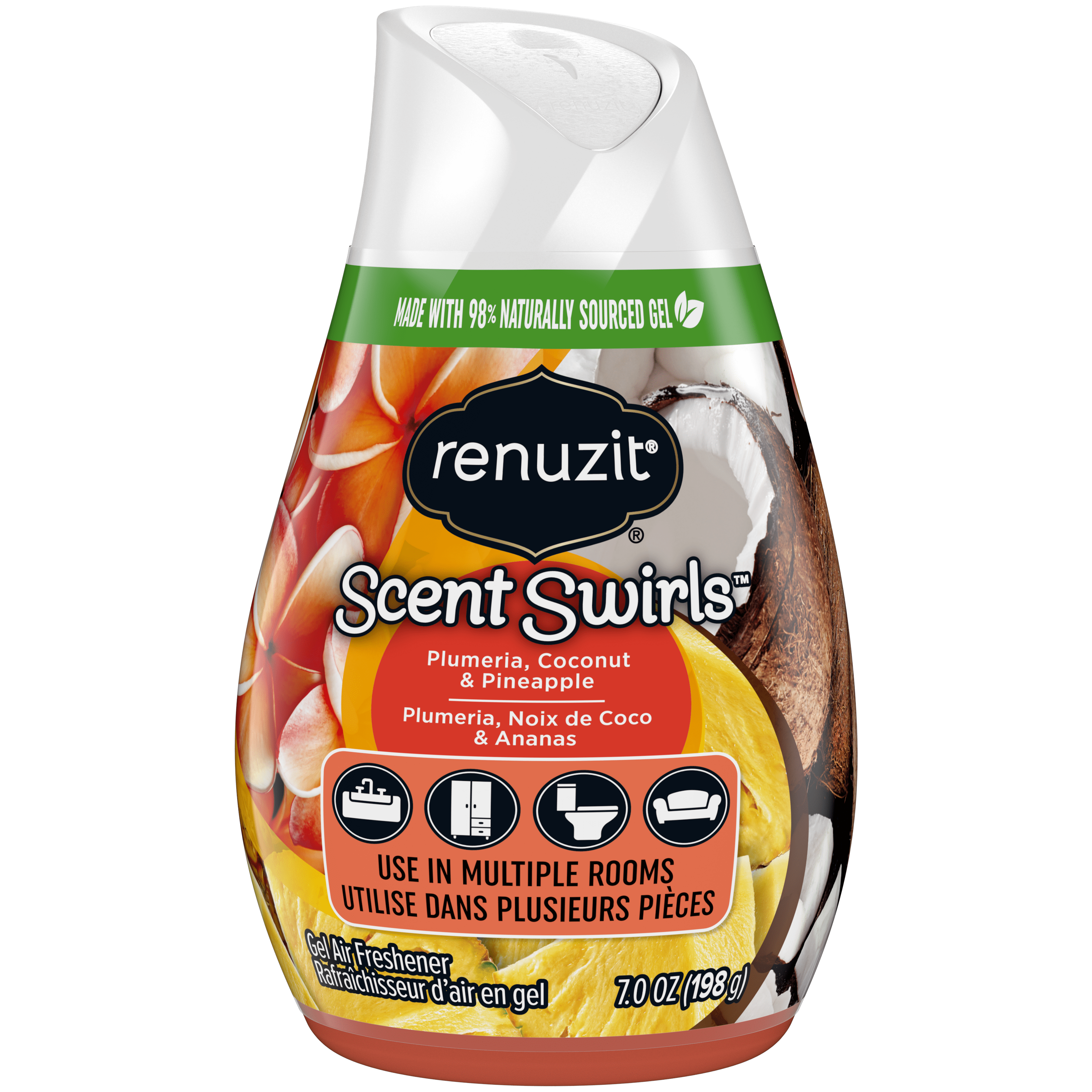Renuzit Scent Swirls Gel Air Freshener, Plumeria, Coconut & Pineapple