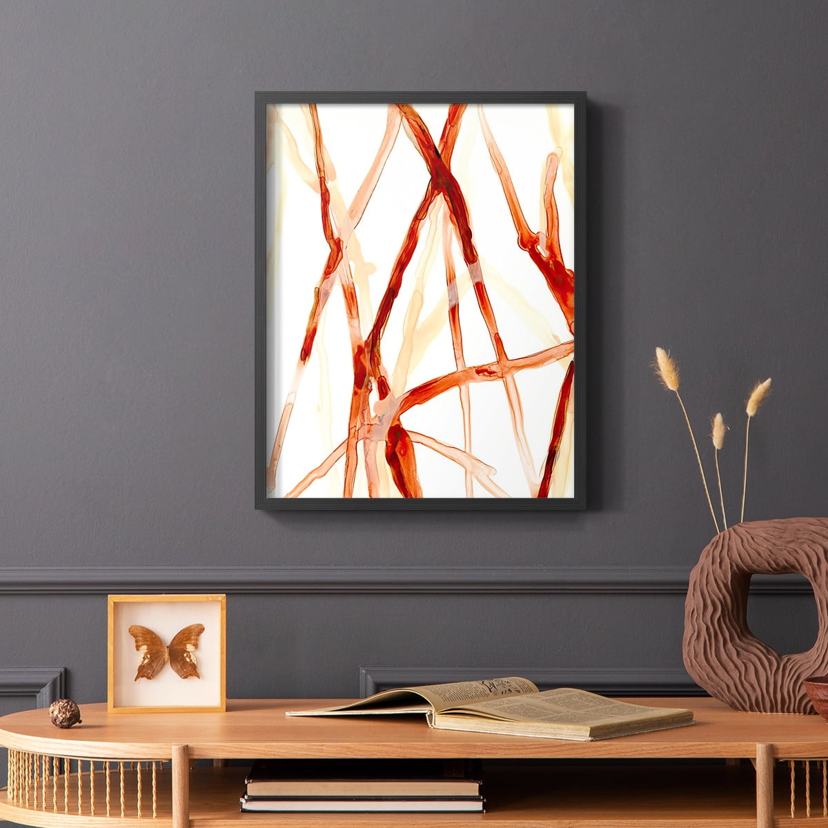 Runnel V Framed Print in Black Solid Wood Framed Print No Nail Hanging