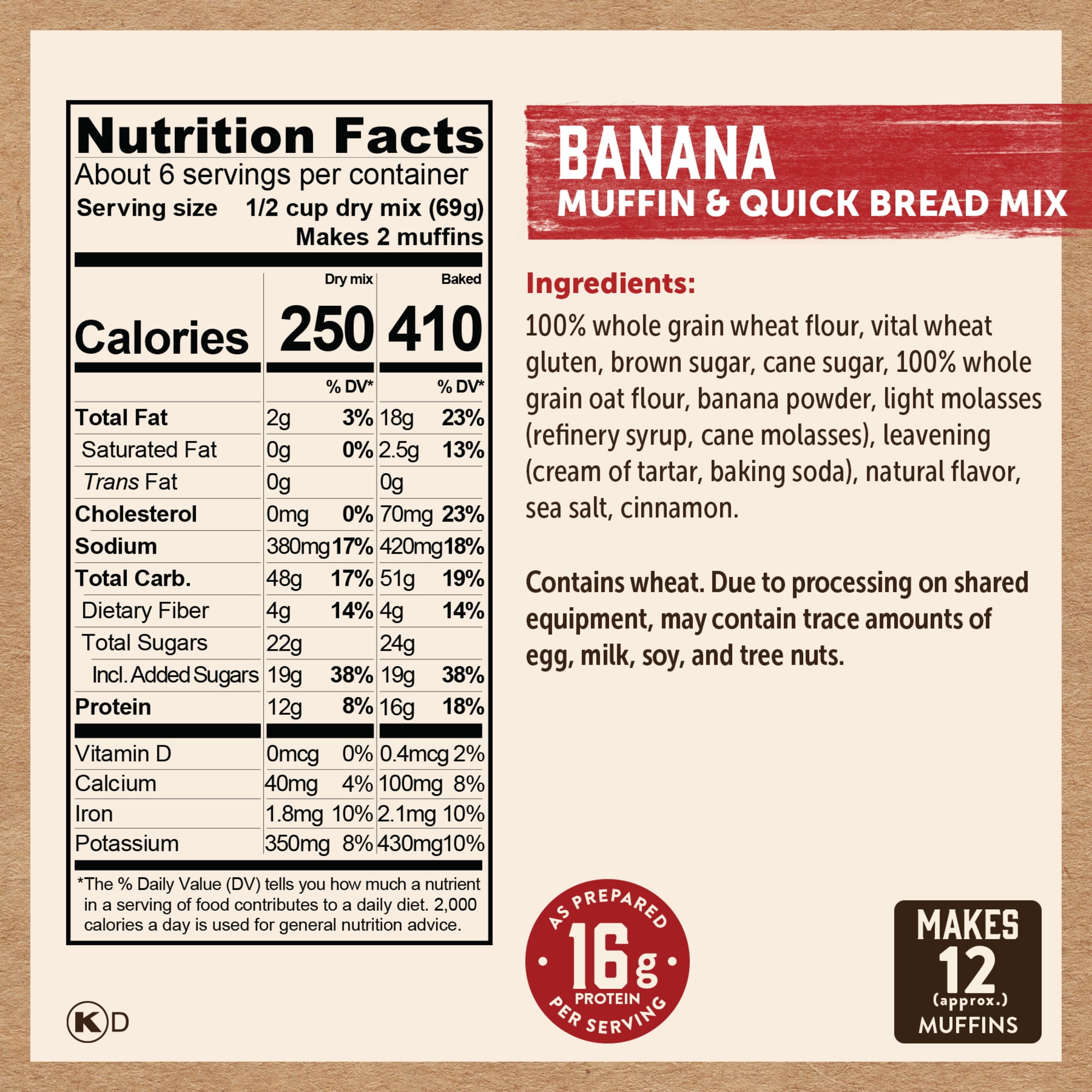 Kodiak Protein-Packed Banana Muffin and Quick Bread Mix, 14 oz Box