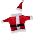 thumbnail image 2 of 2 Pack Santa Coat and Hat Wine Bottle Cover For All Standard 750ml Wine Bottles Christmas Themed, 2 of 3