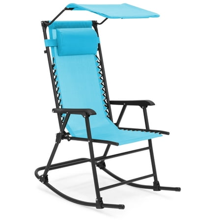 Best Choice Products Outdoor Folding Mesh Zero Gravity Rocking Chair with Attachable Sunshade Canopy and Headrest, (Best Outdoor Furniture For Arizona Sun)