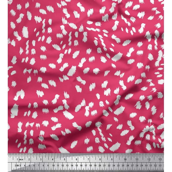 Soimoi Pink Heavy Canvas Fabric Cow Animal Skin Print Sewing Fabric Yard 58 Inch Wide