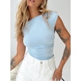 thumbnail image 3 of Faithtur Women's Slim Tank Tops One Shoulder Off Sleeveless Ruched Tight Fitted Asymmetrical Neck Solid Color Crop Tee Vest Tops, 3 of 9