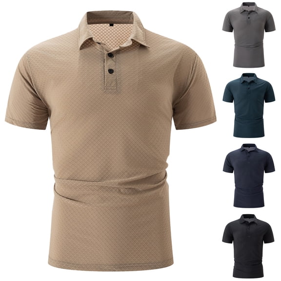 Hinvhai Mens Knit Polo Shirts Short Sleeve Ribbed Textured Polo Shirt Lightweight Casual Golf Shirts Collared T Shirt Navy 10(XL)