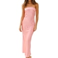 thumbnail image 1 of Vestido largo Realtix de seda satinada sin espalda para mujer, 1 of 5