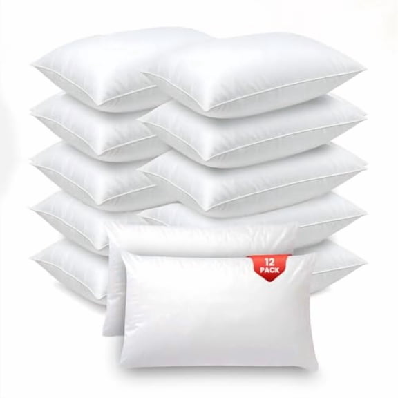 belem Economy Collection Standard Pillows in Bulk 20"x26" | Down Alternative Bulk Pillows 12 Pack | Medium Density Bed Pillows for Sleeping | Best for Hotels, Motels, Air BnB