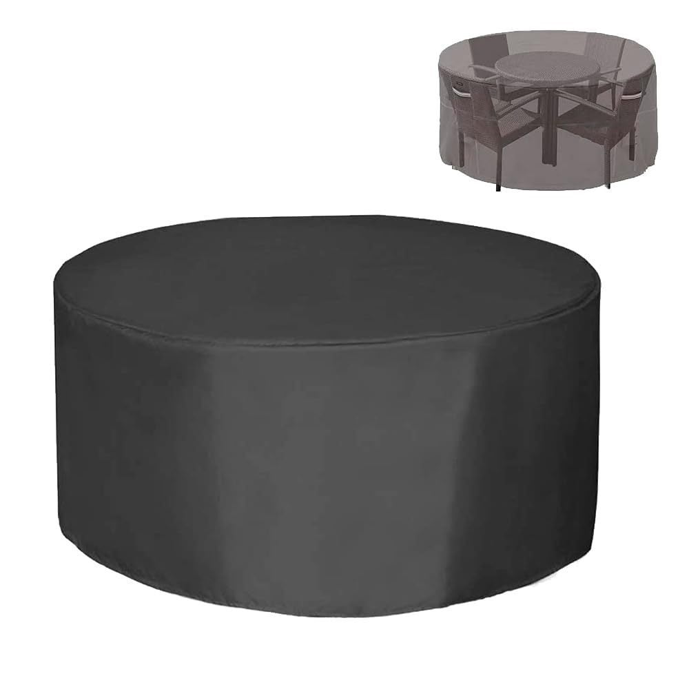 CHAOYUAN ound Outdoor Table & Chair Cover Waterproof Patio Furniture Cover UV Resistant All-Weather Tear-Resistant 47 x30 Black