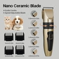 thumbnail image 3 of Dog Grooming Clippers, Dog Hair Clipper with 4 Guard Combs, Low Noise Rechargeable Electric Cat Shaver Shears Tools for All Pets, Dog Trimmer for Grooming, Dog Shaver, Gold, 3 of 5