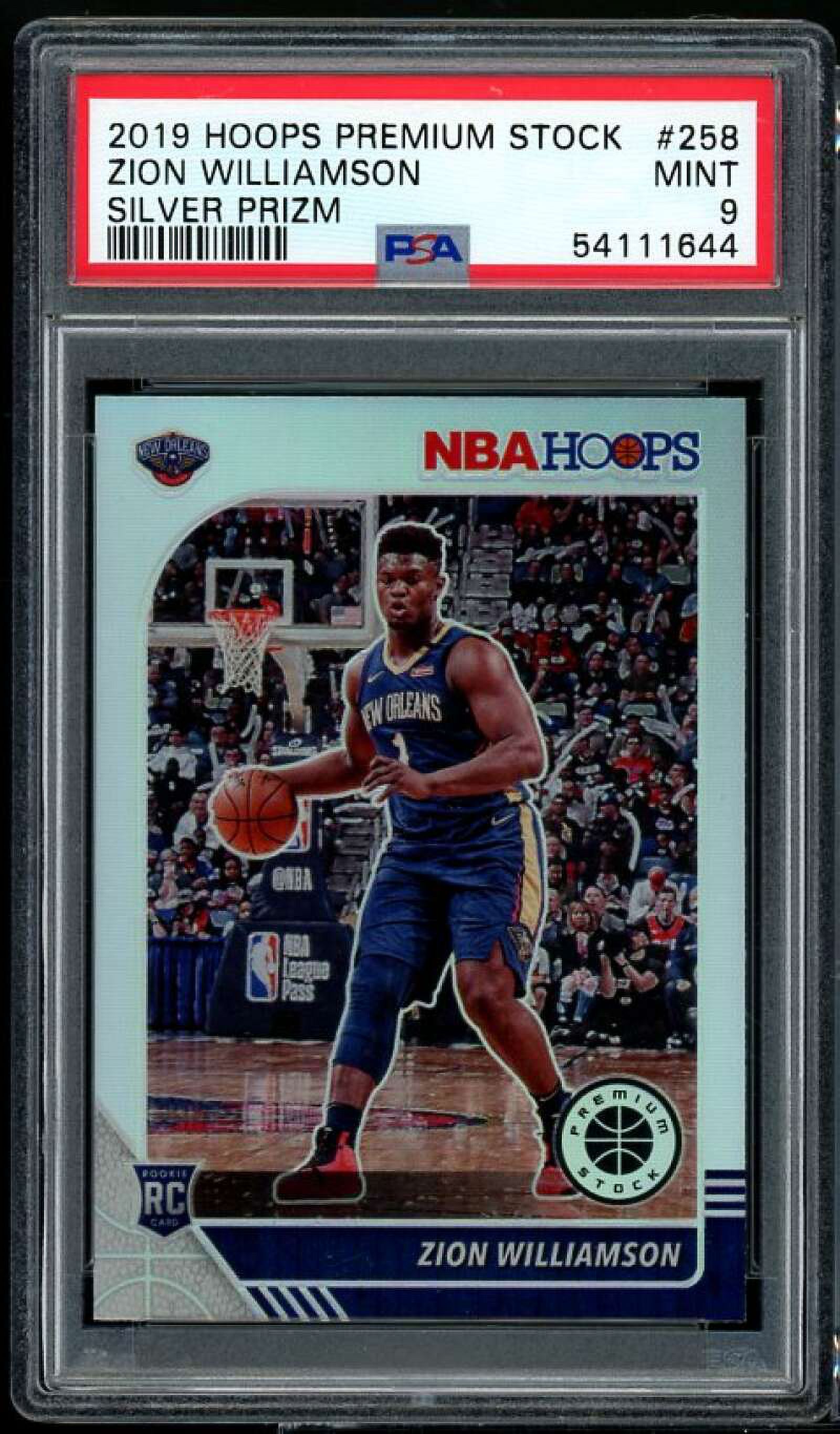Zion Williamson Rookie Card 2019-20 Premium Stock Silver Prizm #258 PSA 9